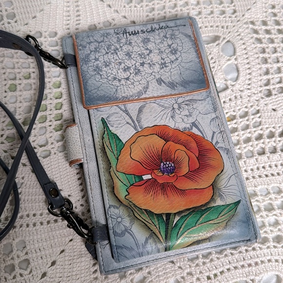 ANUSCHKA WALLET BAG CROSSBODY TRAVEL BAG. Poppy Hold the huge Apple phones. - Picture 4 of 10